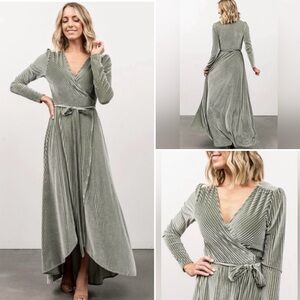 Baltic Born-Meghan Velvet Wrap Maxi Dress Sage